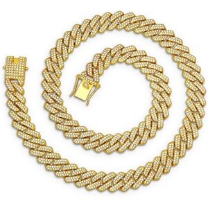 Gold Plated Rhinestone Cuban Link Necklace